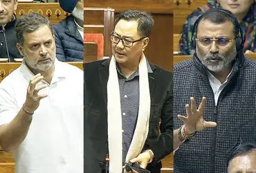 Rahul Gandhi farmers fight, Privilege Motion Rahul Gandhi, Nishikant Dubey Substantive Motion, Kiren Rijiju Parliament row, Rahul Gandhi Lok Sabha membership, PM Modi government vs Rahul Gandhi, Farmer protest India news, Parliament trade deal controversy.